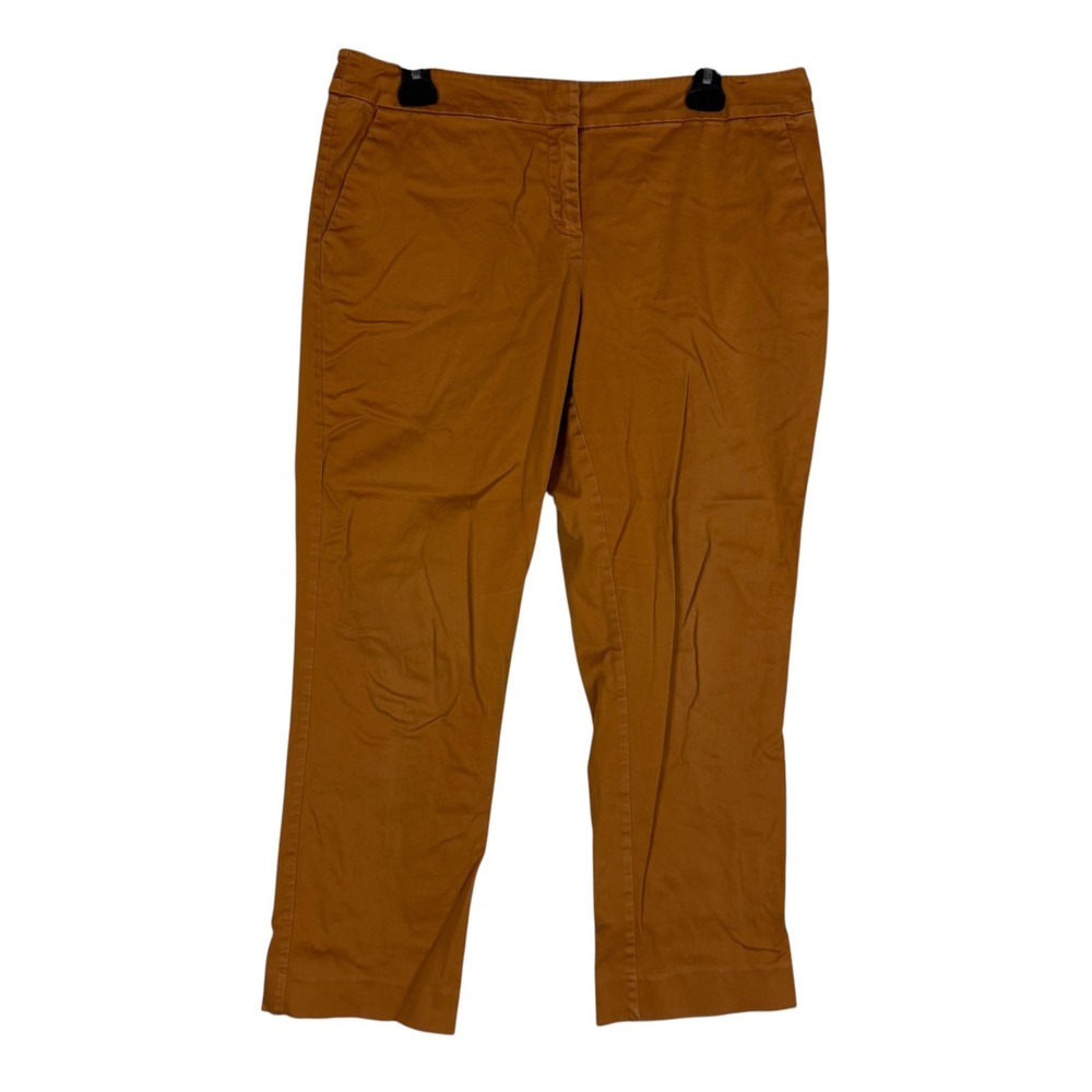 New York & Company Pants Womens 12 Brown Chino Straight Leg Stretch Twill Buckle
